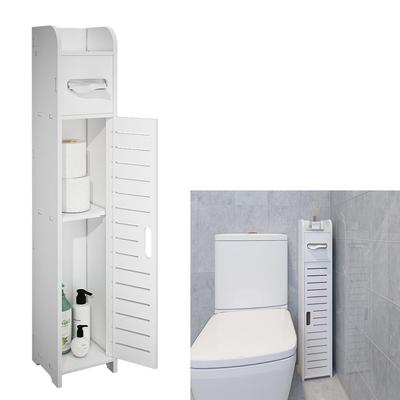 FRSTONE Almacenamiento para Inodoro Papel Almacenamiento de Pañuelos Almacenamiento para Entrada Ancho 15 x Fondo 15 x Alto 80cm Conveniente Delgado Blanco Elegante Tipo de Montaje Sin Herramientas