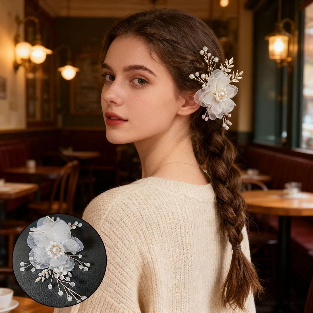 [BRIIKPP] Children's Hair Ornament with Flower Petals for Girls, Perfect for Recitals, Entrance Ceremonies, Graduations, Weddings, Bridal Photo Shoots