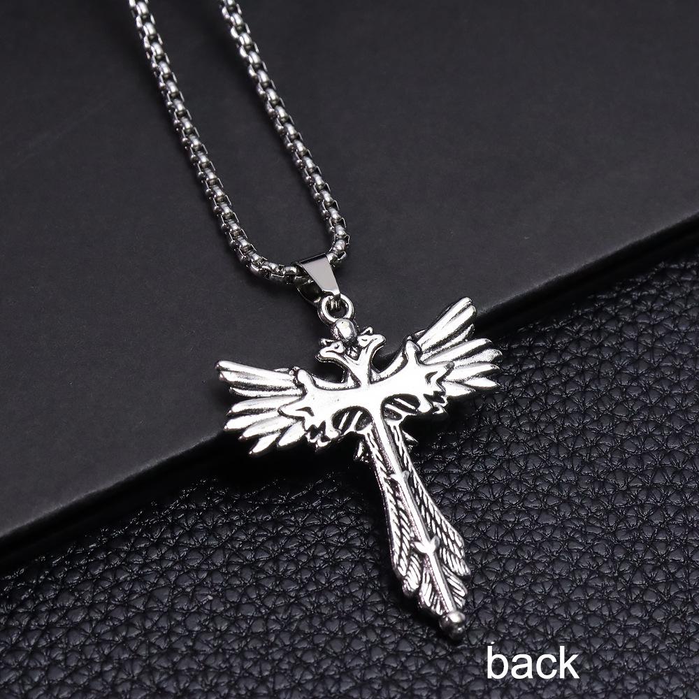Men's Trendy Dark Hip Hop Necklace with Vintage Horus Eye Cross Pendant