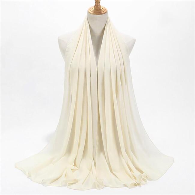 Solid Color Gold Powder Scarf Pearl Chiffon Malaysia Muslim Hijab Wrap Elegant Shining Scarves Shawl