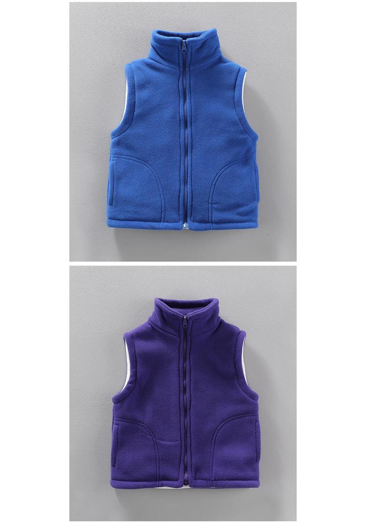Kids' Fleece Vest for Boys & Girls, Thick Outerwear for Spring To Winter, Kindergarten Uniform with Logo Print