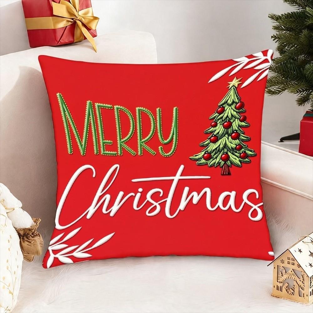 2D Printed Christmas Pillow Covers Tree Snowman Pillow Cover Party Supplies Xmas Pillowslip Sofa
