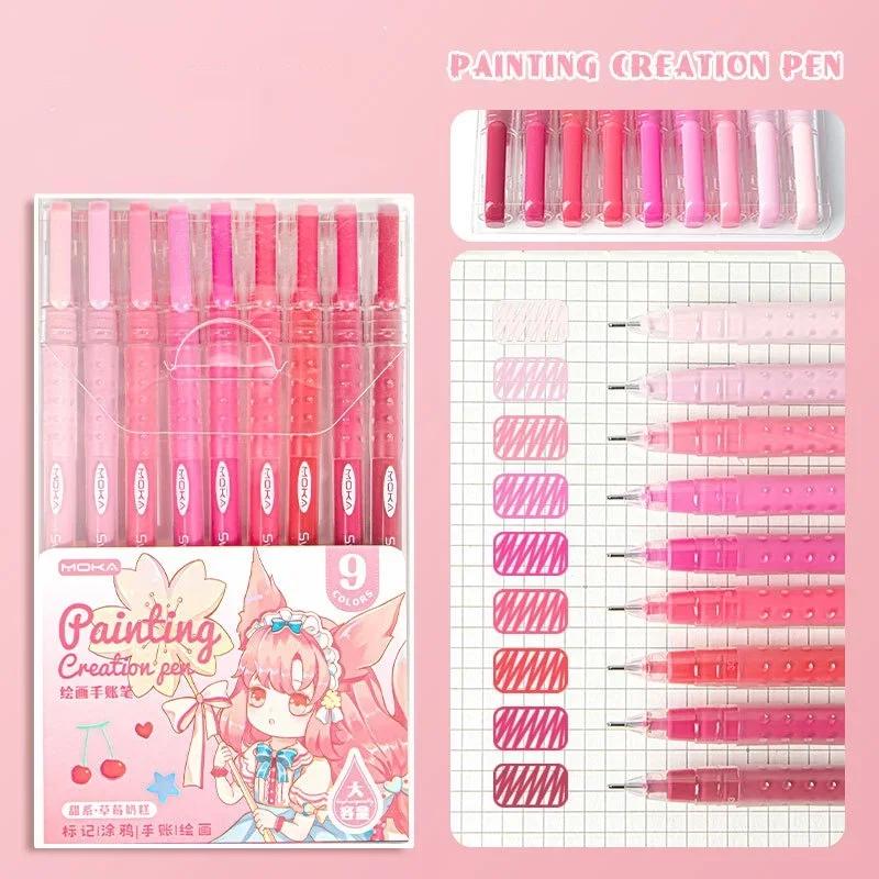 

9 шт./компл. гелевая ручка для рисования градиентным цветом 0,5 мм, гладкая цветная ручка для канцелярских принадлежностей для журнала, для писания, для студентов