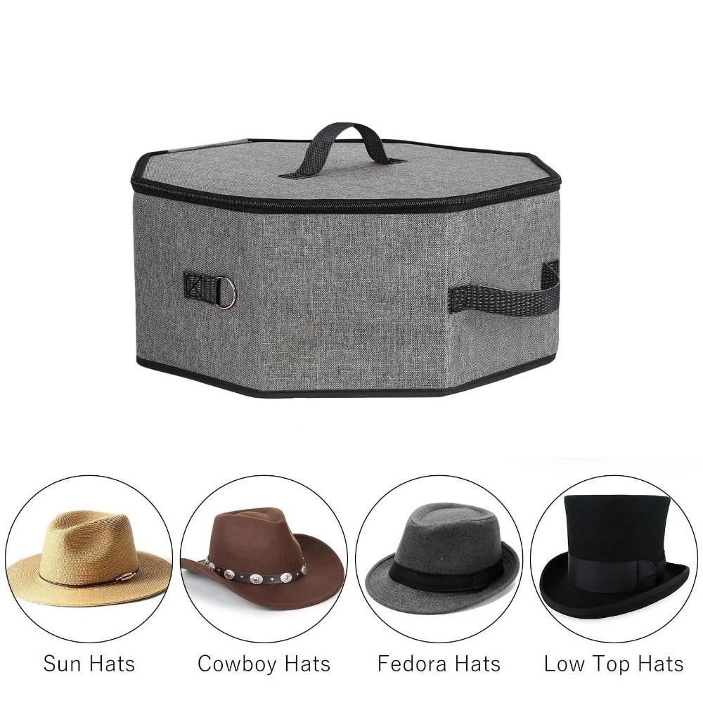 Stackable Hat Storage Box With Carry Handles Portable Hat Bag Cowboy Hat Organizer  For Bucket Hats