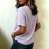 Women's Casual Pullover Short Sleeve Top V Neck Button Front Lightweight Blouse Loose Fit Summer Shirt