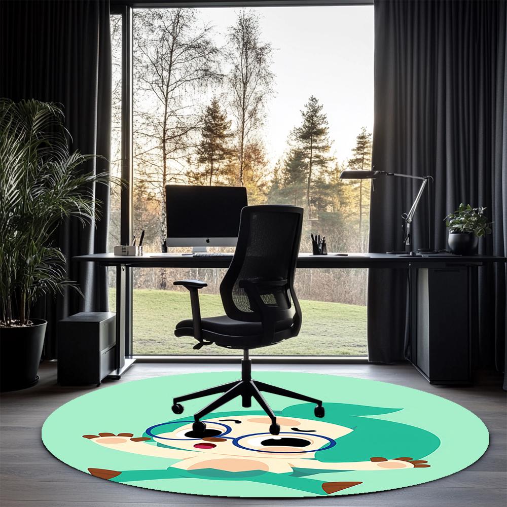 Pinkfong Wonderstar Bedruckter Runder Teppich Teppich Stuhlteppich Bereichsteppich Eingang Fußmatten, für Bürostuhl Wohnzimmer Schlafzimmer Küche.