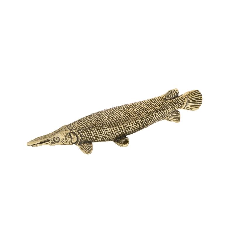 Metal Fish Figurines Animal Statues Alligators Gar Sculptures Collectibles Table Ornament for Office Home Desktop Decors