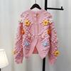 Autumn and Winter Three-dimensional Flower Soft Waxy Knitted Cardigan Women's Design Sense Sweet Wind Sweater Jacket Gentle Wind