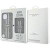 Guess 4G Stripes case with Magsafe wallet for iPhone 15 brown