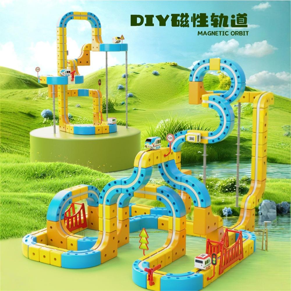 Diy Magic Transforming Magnetic Cube Track Building Blocks Electric Anti-Gravity Train Model Toy Vehicle Track Set