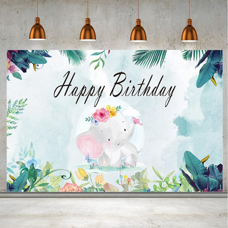 

Birthday Party Cartoon Elephant Photography Background Vinyl Cloth Backdrop,150 x 100cm Type A