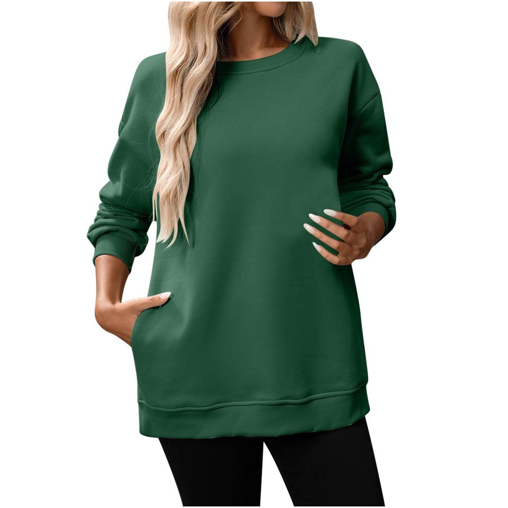 Women Winter Tops Women's Long Sleeve Sweatshirt Casual Crewneck Loose Fit Pollover Fleece Tops