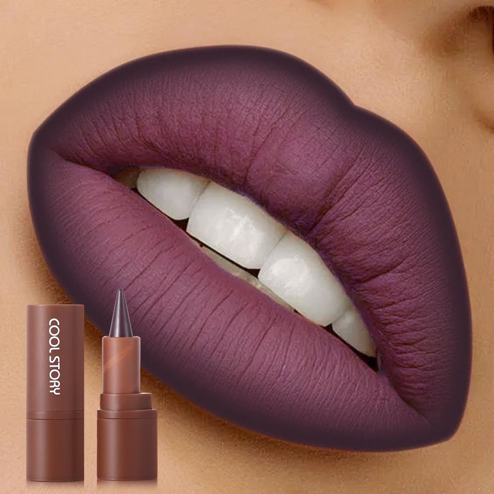 Matte Mist Face Warhead Lipstick Autumn/Winter Earth Color Waterproof Eyeshadow Gradual Blending Perfect 2-in-1 Lip Liner Lip Combo