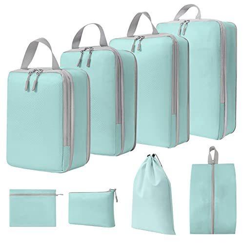 Travel Compression Packing Cubes 8 Set Large Capacity Clothes Organizer Bags Portable Luggage Storage Bags