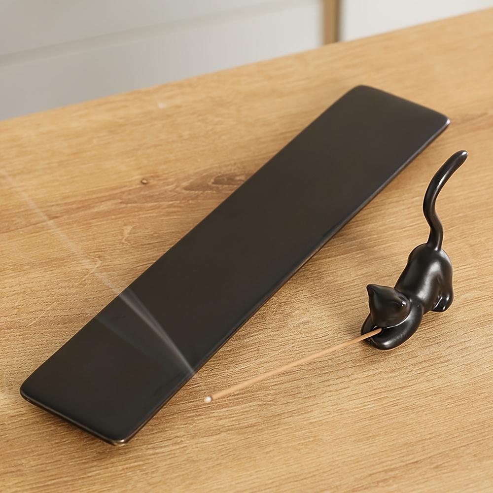 Cat Shaped Ceramic Incense Burner Holder,Cute Home Decor, Aromatic Desk/Bedroom Ornament, Indoor Use, No Electricity Needed, Bedroom Accessory