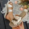 Fashion Fashion Gold Chunky Platform Sandals Women Double Buckle Plus Size 35-43 Beach Slippers Woman Non Slip Wedge Heel Sandles Mujer