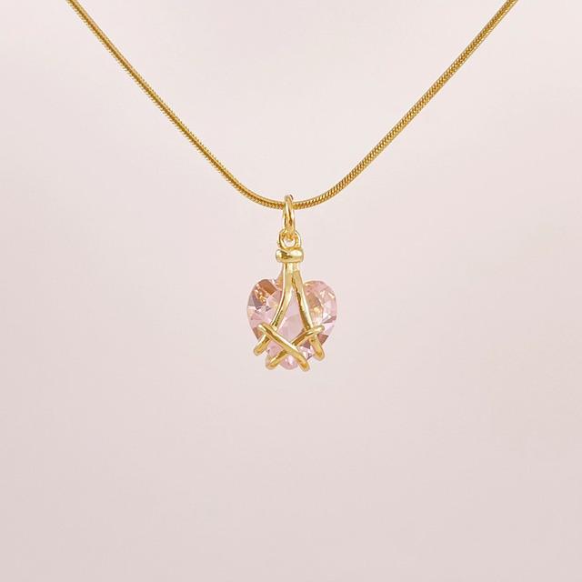 Colier Castelu de Diamante cu Cuarț Roz Colier cu Pandantiv Inimă din Piatră de Lună Pentru Femei Accesorii de Bijuterii la Modă Minunate Cadou Pentru Ea