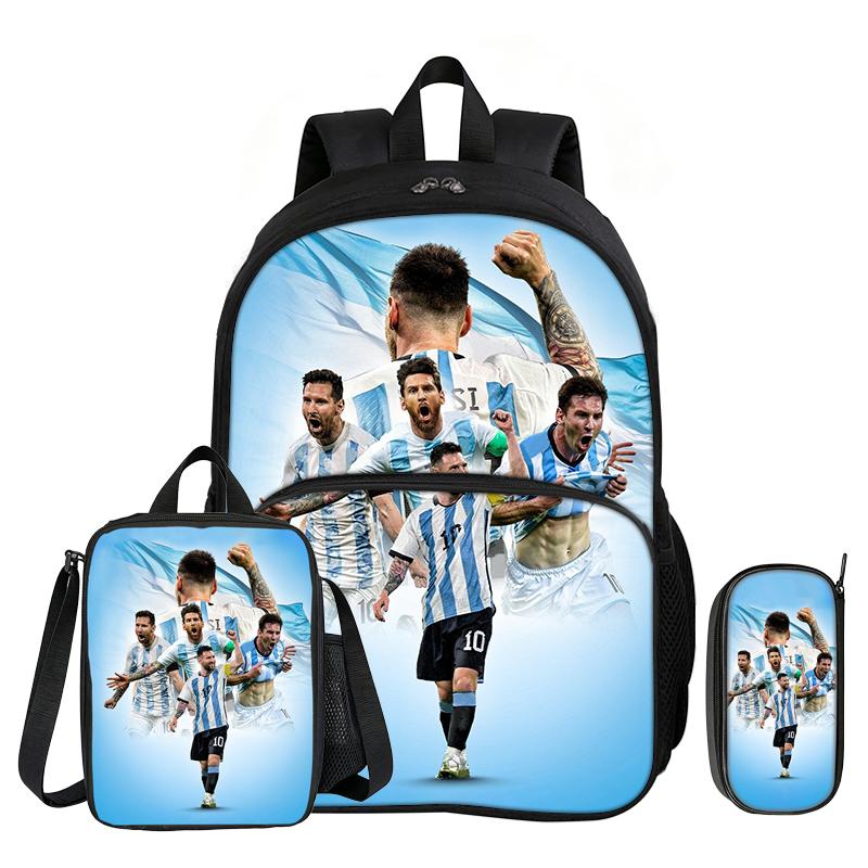 Apprendre, Voyage Football Sport Sac à dos Ronaldo Set de 3 pièces Sac à dos pour jeune Sac bandoulière Sac à crayons Sac à dos Star de Football