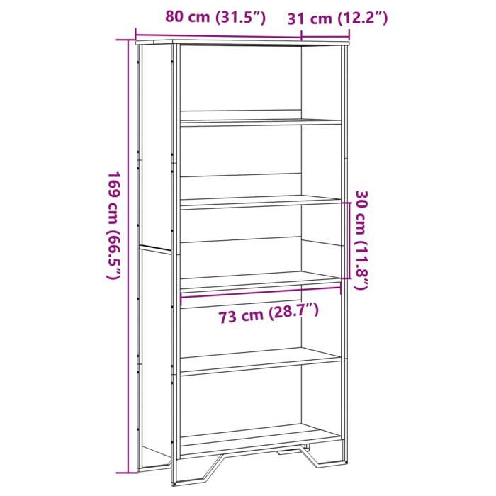 VidaXL Bibliothèque noir 80x31x169 cm bois d’ingénierie 3295312