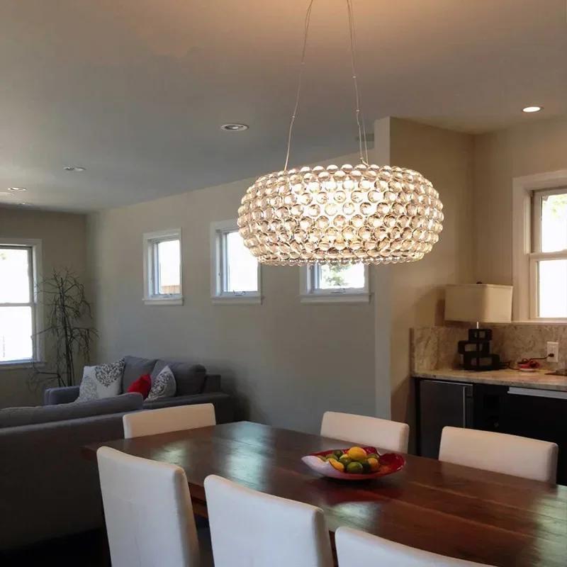 Minimalist Acrylic LED Pendant Lights for Living Dining Room Clear Gold Ceiling Pendant Hanging Lamp Home Decoration Chandeliers