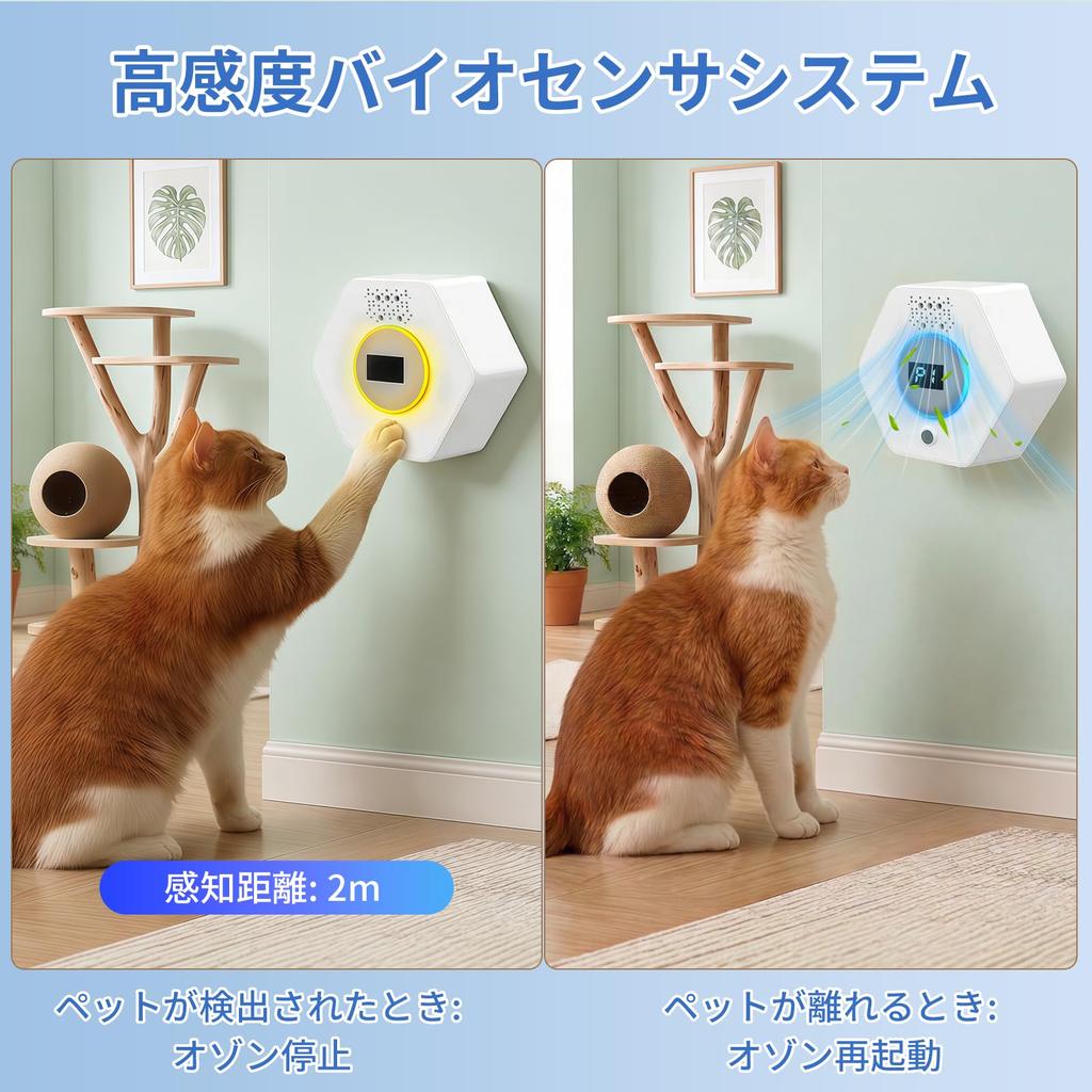 Air Purifier with Motion Sensor, Negative Ion, Deodorizer [PSE Certified], Ozone Deodorizer, Home Use, Small, Cat Litter Box, Odor Removal, Disinfecti
