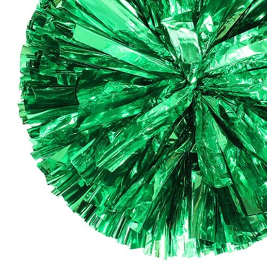 2 Pezzi Pompon Cheerleader Metallici Olografici Pompon Cheer con Anello Maniglia per Spirito di Squadra Sportiva Festa Squadra Allenamento Danza