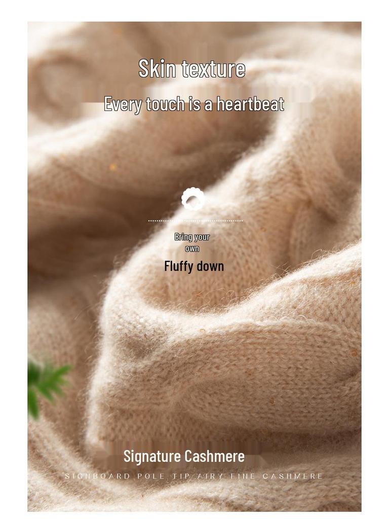Women's V-Neck Loose Cable Knit Wool Sweater - Winter 2024 Casual Pullover Knitwear
