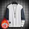 Men's Long Sleeve T-Shirt Sweatshirt, Autumn Winter Fashion Color Block Loose Casual Crewneck Top Basic Layering Shirt