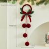 Wine Red Flocked Ball Christmas Bells Window Decor Pendant