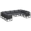 9 Piece Garden Sofa Set with Cushions Black Aluminum