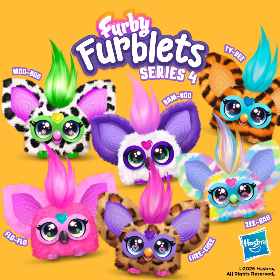 Hasbro Furby Furblets Ziva Mini Electric Plush Toy for Boys and Ages Furby Authentic Friend, Girls, 6+, Rainbow, Zebra, Speak, Musical, G1778,