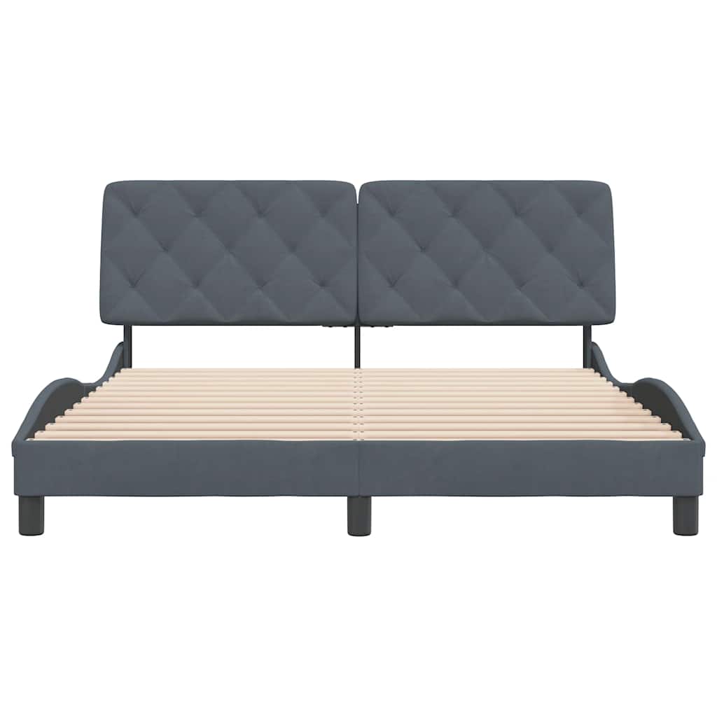 Bed Frame without Mattress Dark Grey 160x200 cm Velvet