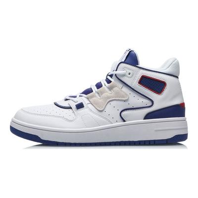 Li Ning Attack 2020 Rutschfeste Langlebige Mid-Top Retro Basketballschuhe Herren Sneaker Weiß Blau AGBQ111-3