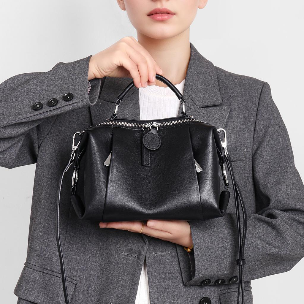 Bag Women's 2025 New Shoulder Underarm Bag Geometric Bag Women's Leather Pillow Bag First Layer Cowhide Crossbody Commuter Bag