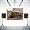 2D Nostalgic Steam Engine Backdrop Vintage Train Station Studio Photography Background