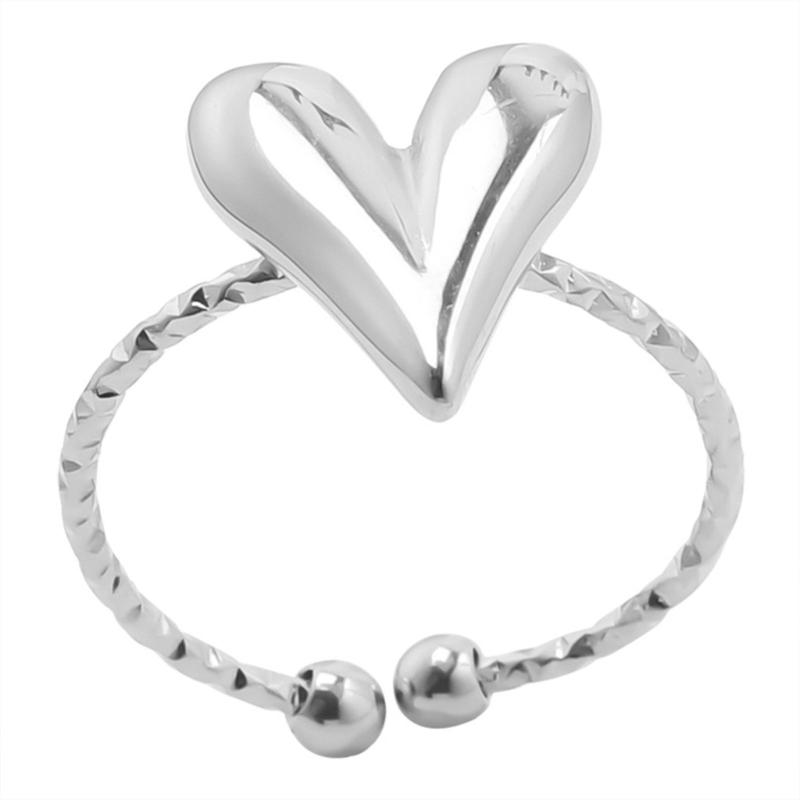 

Стильні каблучки-серця з коханням Відкриті каблучки з нержавіючої сталі Регульовані каблучки для пальців Подарунок для пари для жінок і чоловіків Весілля 1