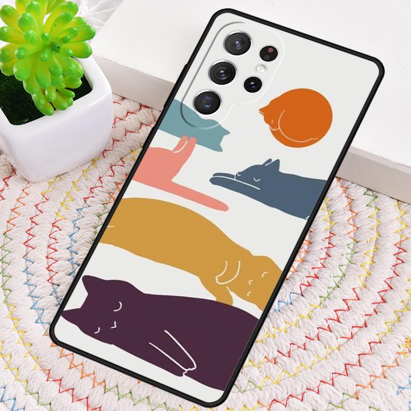 Cat Mount Fuji Japan Wave Landscape Soft Phone Case for Samsung Galaxy Note 10 Pro S26 Ultra S23 S24 FE S25 S21 S22 PLUS Cover