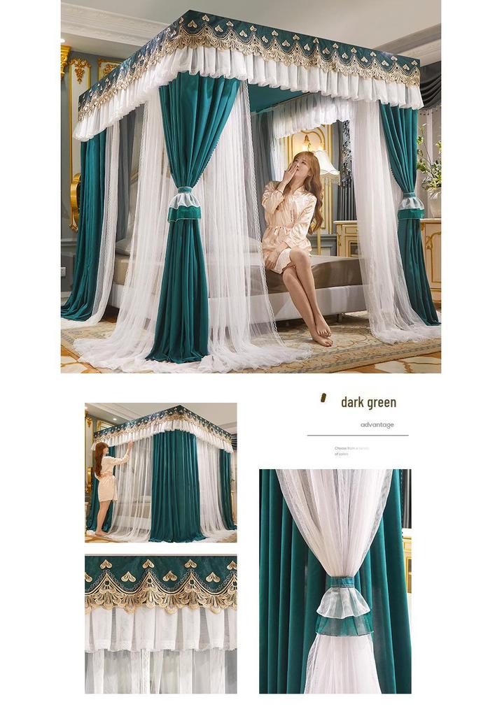 Double Layer Blackout Curtain Mosquito Net with Stainless Steel Bracket - Floor-Standing Design