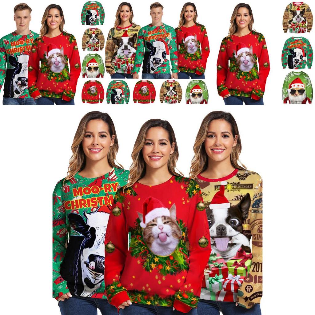 Luxuriously Soft Women Christmas Sweater Santa Claus Cat Dog Xmas Jumper Top