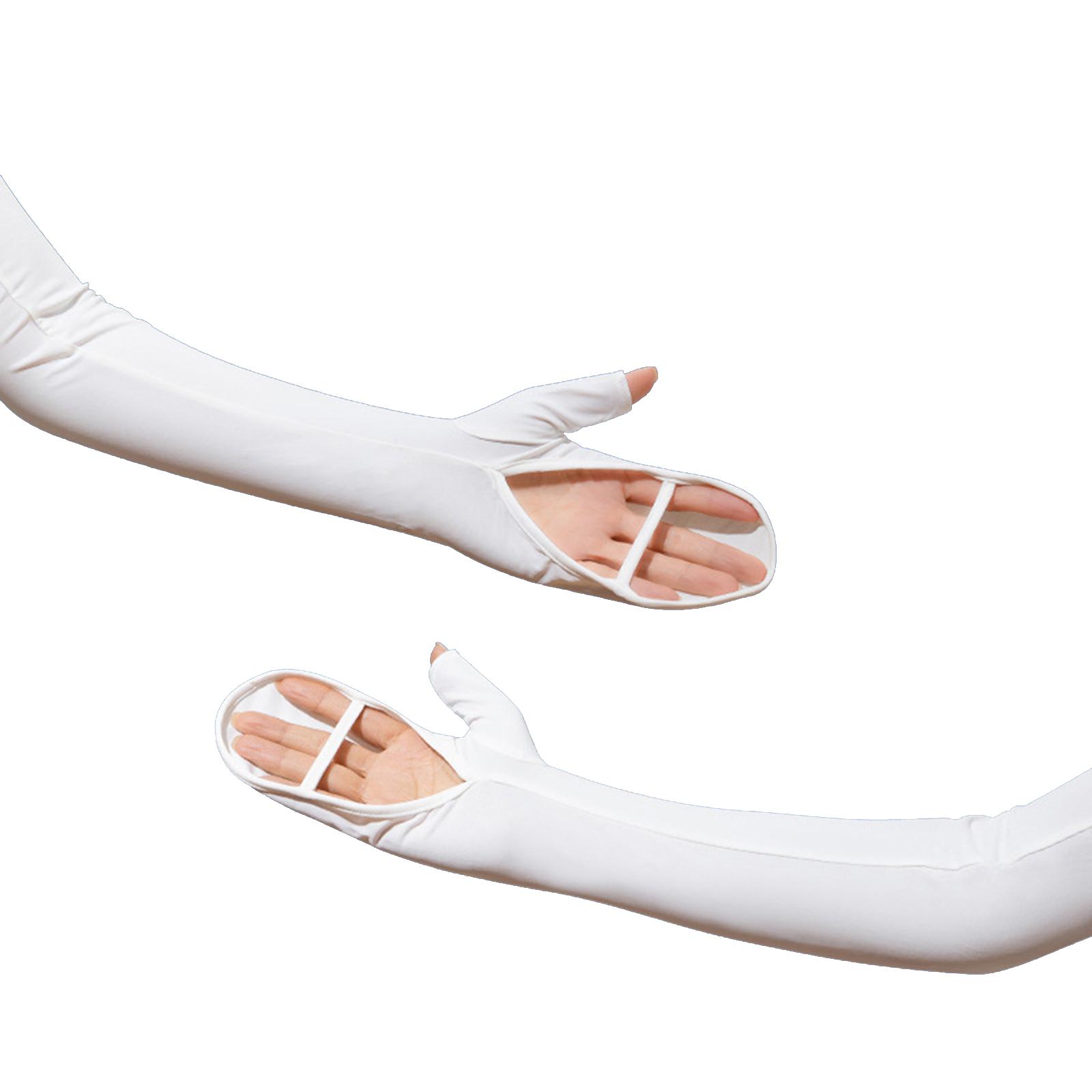 

Женские солнцезащитные перчатки с нарукавниками, однотонные, шелковые, длинные перчатки без пальцев One Size