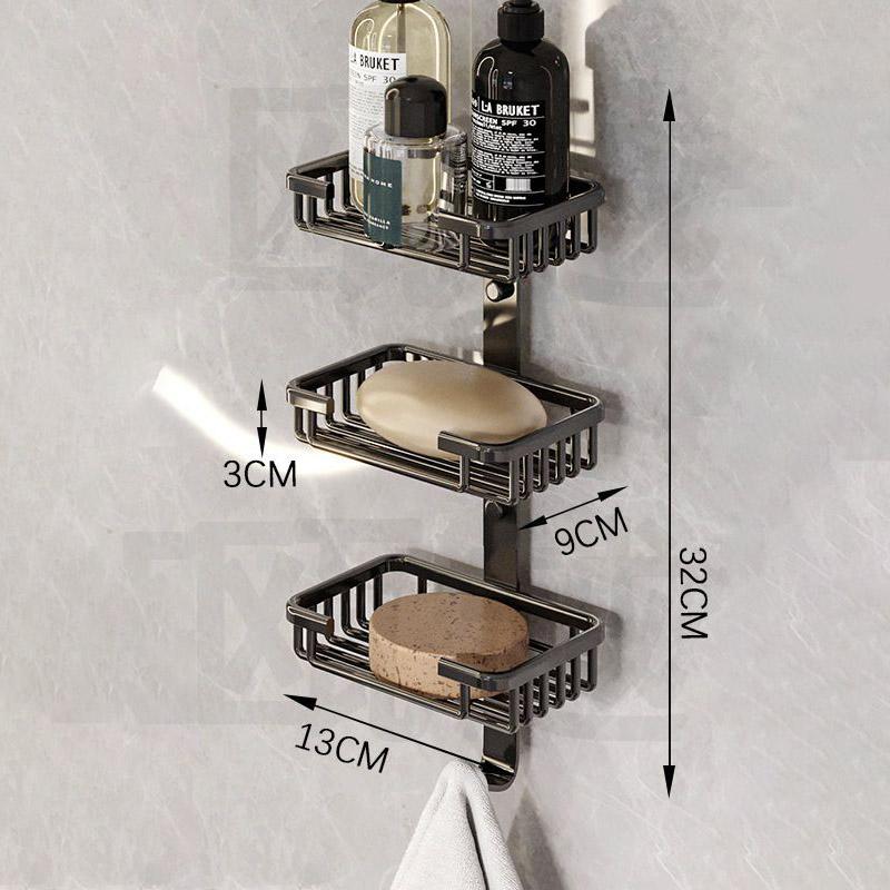 Cutie de săpun Suport de săpun montat pe perete Rafturi pentru baie fără găuri Ventuze creative pentru baie de scurgere din aluminiu Acasă