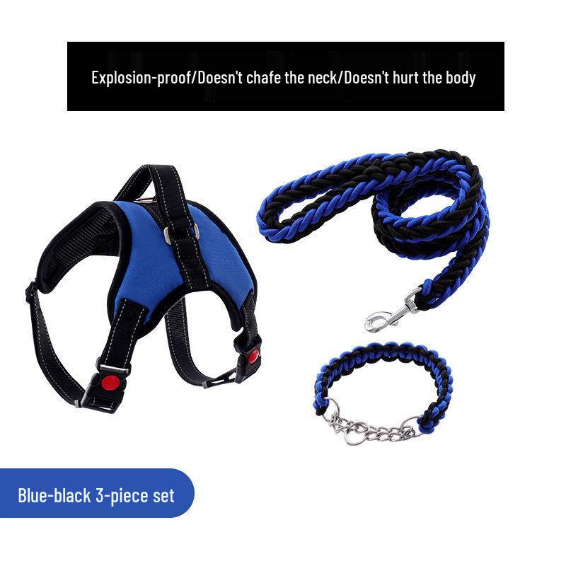 Golden Retriever & Labrador Medium-Large Dog Harness-Leash with Thick, Eight-Strand, Explosion-Proof Rope