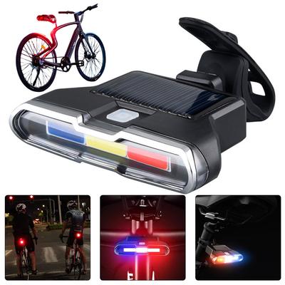 Solar Bicycle Rear Light Waterproof Safety Warning Taillight 400mah Cycling Tail Lamp Photosensitive Sensing for Outdoor Cycling