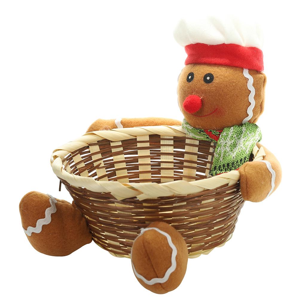 Christmas Decorative Wicker Basket Elf Snowman Santa Claus Food Candy Storage Basket Children's Gift Household Organizer