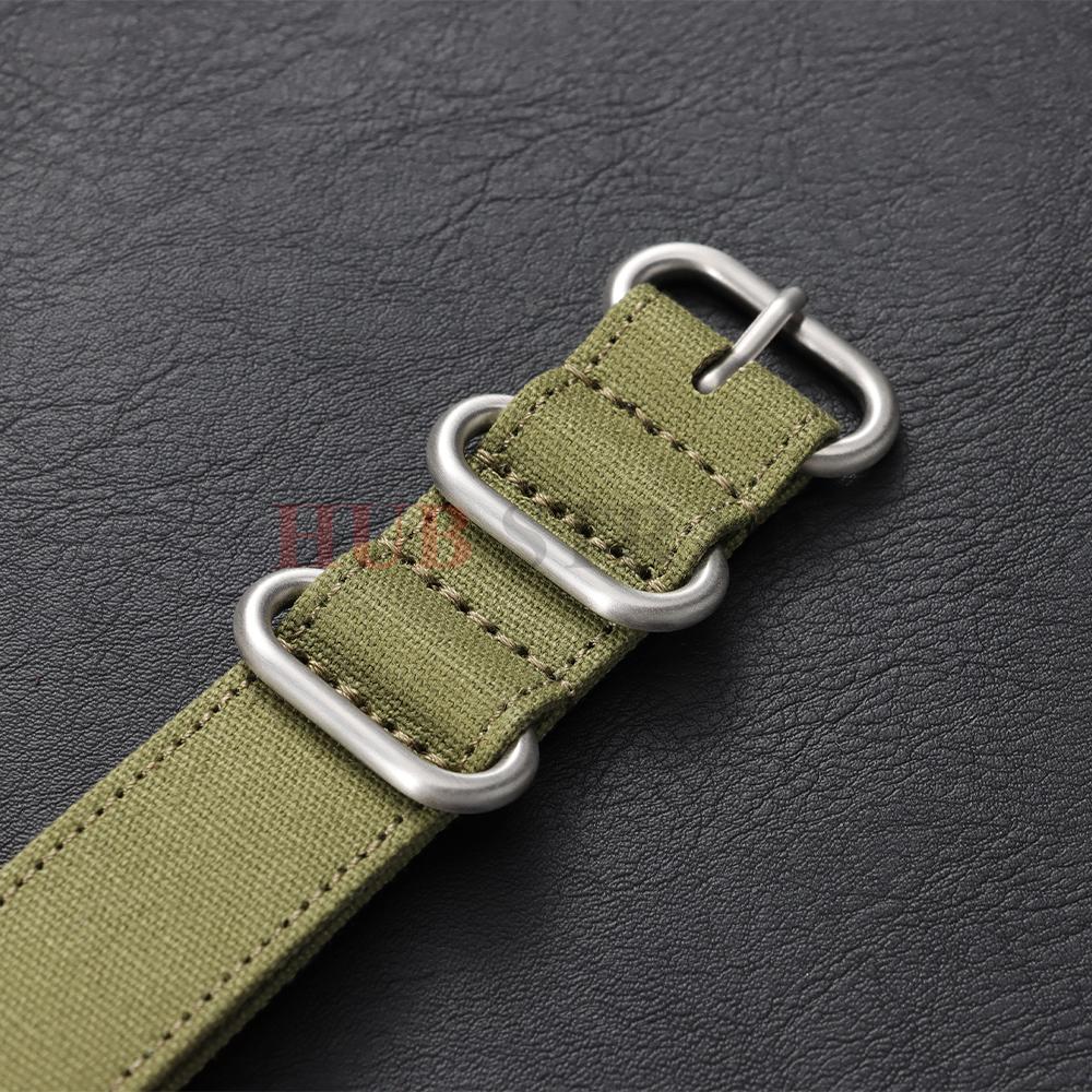 Canvas Nylon Watchband Business Men Women 18/20/22mm Black Khaki Green Outdoor Sports Watch Strap Metal Buckle Watch Accessories
