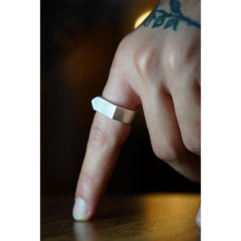 Silver Plated Triangle Model Adjustable Men's Ring