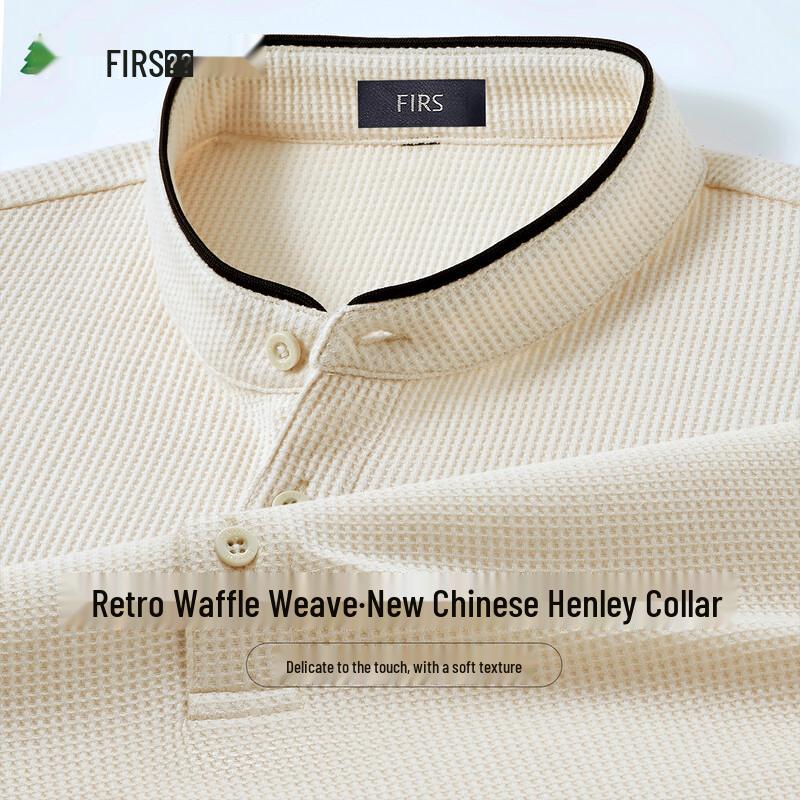 Shanshan Men s Waffle Knit Henley Polo Shirt L