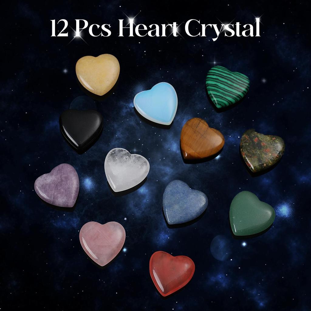 Valentine's Day Heart-Shaped Gemstone Set: Natural Crystal Stones for Gifts and Parties