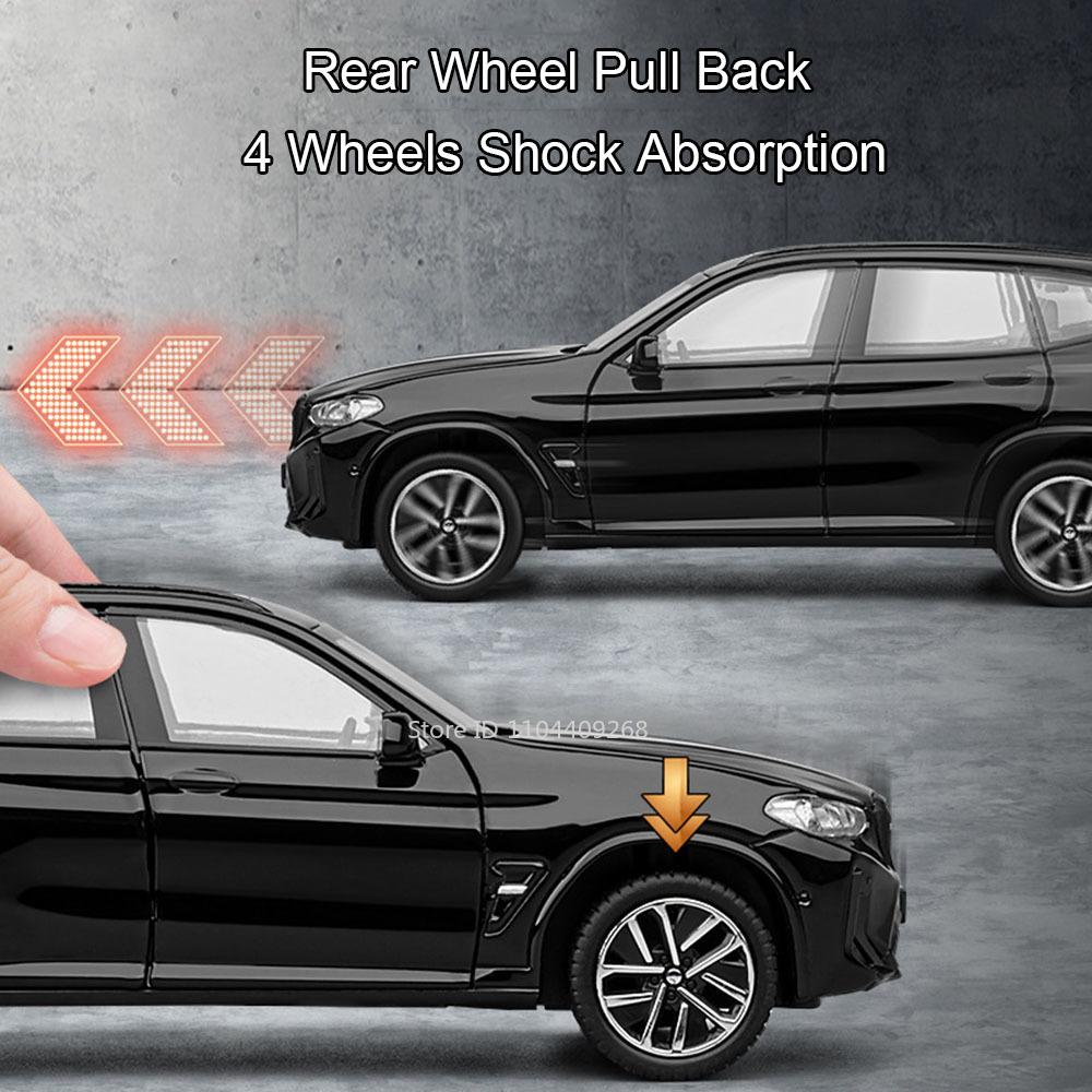 1:32 X3M 320i Toy Sports Car Model Pull Back Sound Light Doors Opened Alloy Diecast Miniature Vehicle Models Ornaments Gifts