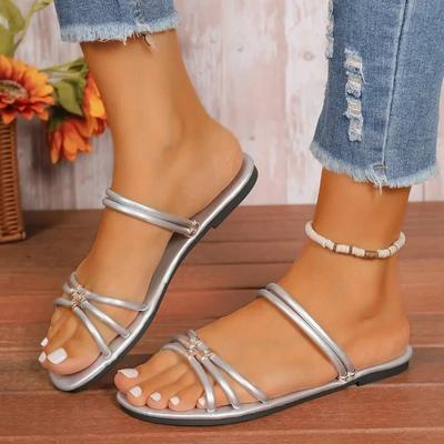 Women's Slippers Are Comfortable and Temperamental for Outer Wear 2024 New Summer Flat Sandals Luxury Casual Roman Slippers